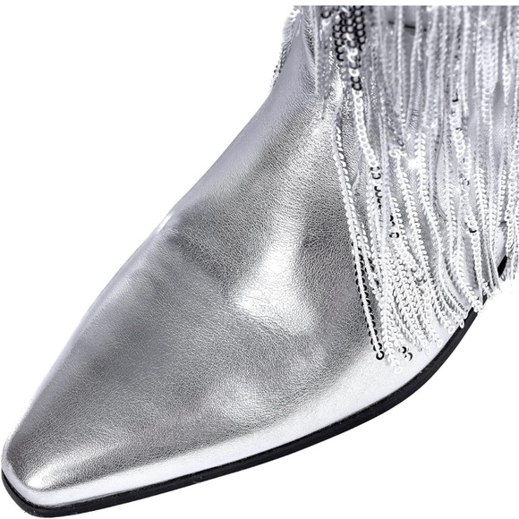 Metallic Sparkly Sequin Mid Calf Cowgirl Boot - Picture 5 of 6